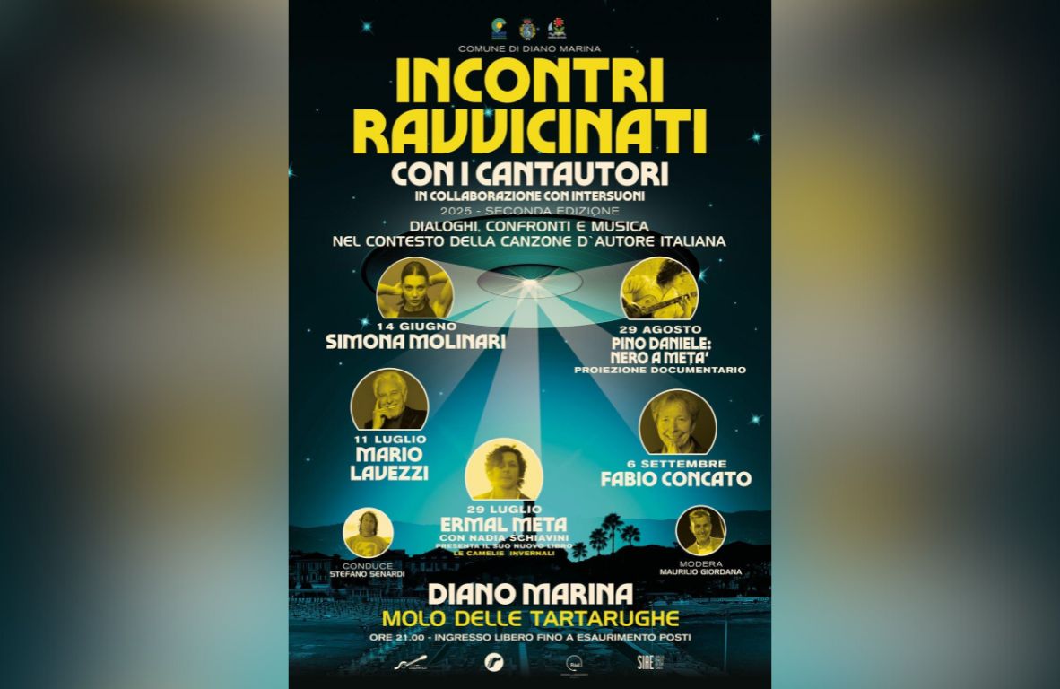Incontri Ravvicinati con i Cantautori 2025, torna la rassegna a Diano Marina