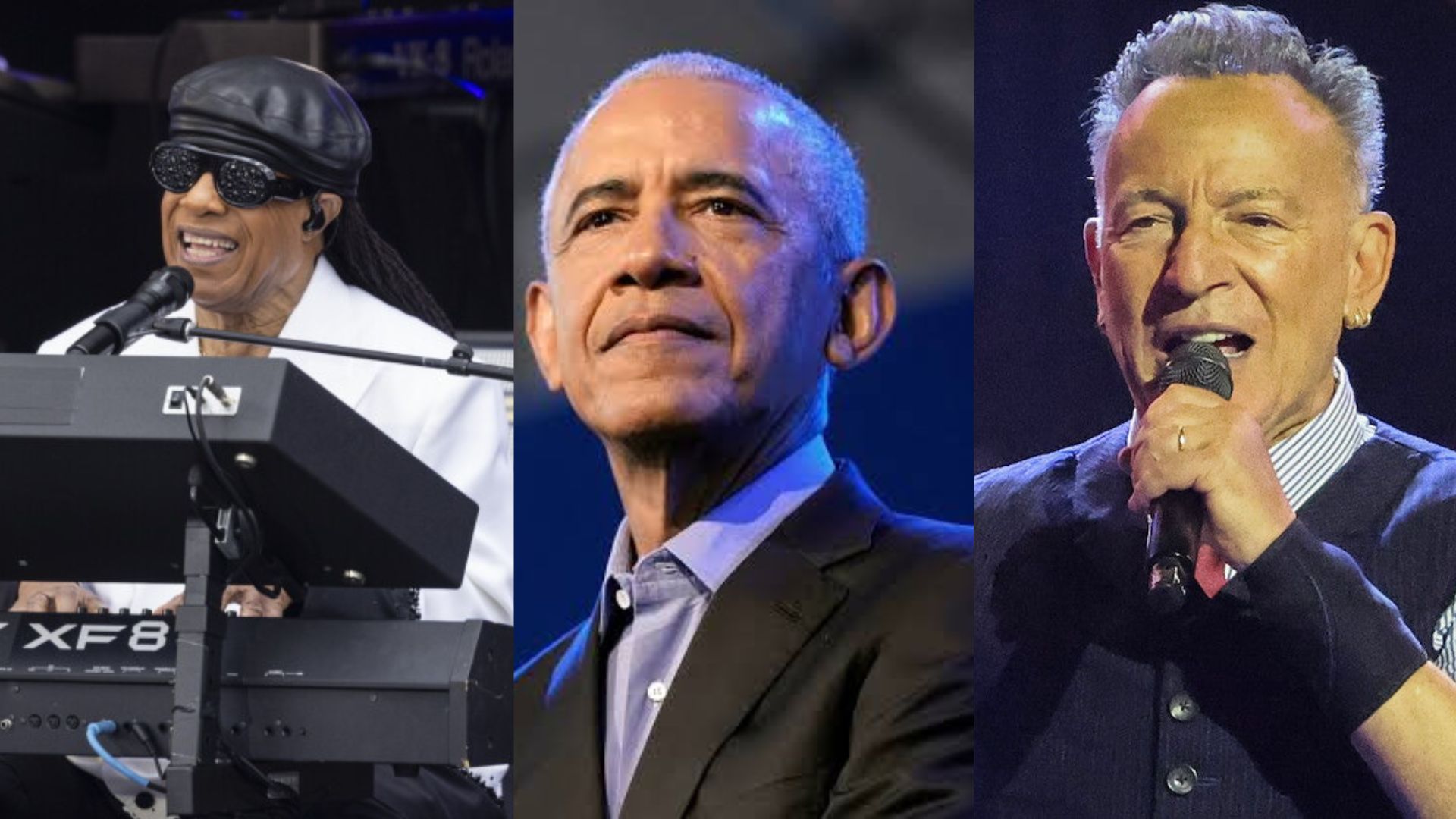 stivie wonder,barack obama, bruce springsteen